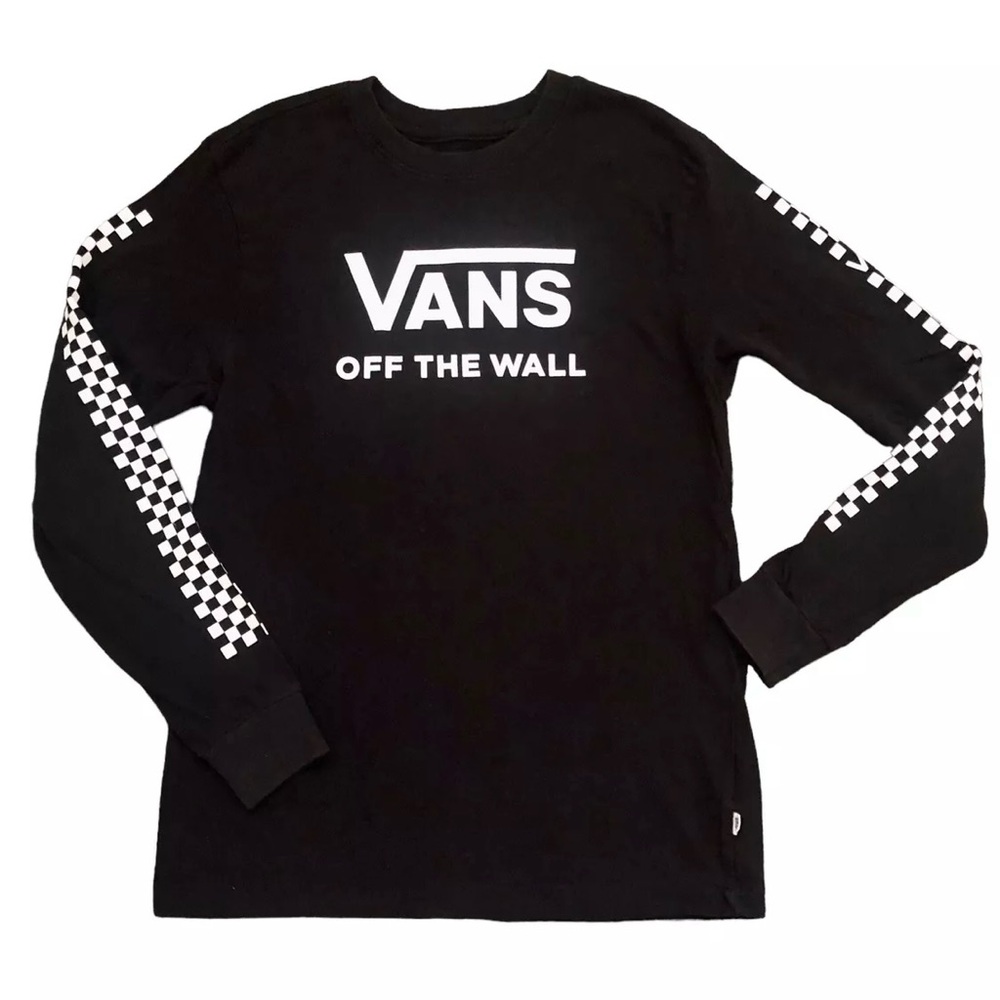Vans Black Long Sleeve with Checkered Sleeves